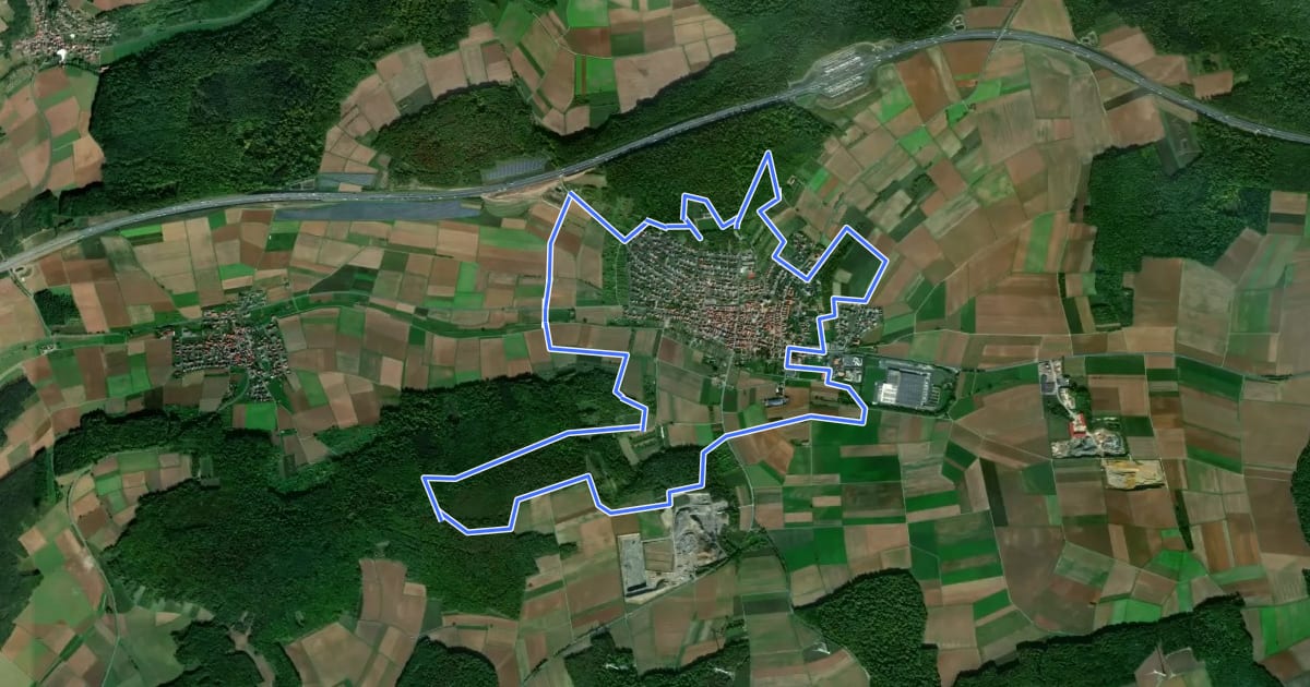 Маршрут Panoramaweg Helmstadt на спутниковом снимке
