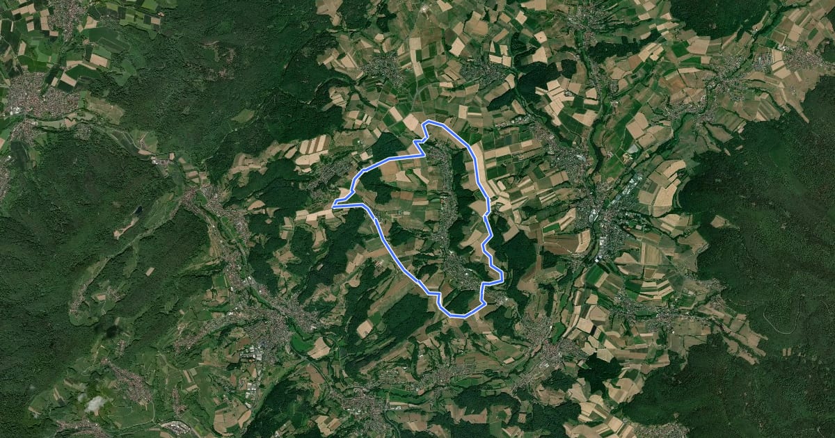 Маршрут Panoramaweg Krombach на спутниковом снимке