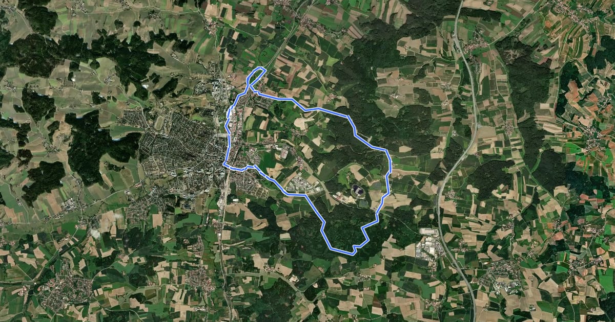 Маршрут Panoramaweg Pfaffenhofen Ost на спутниковом снимке