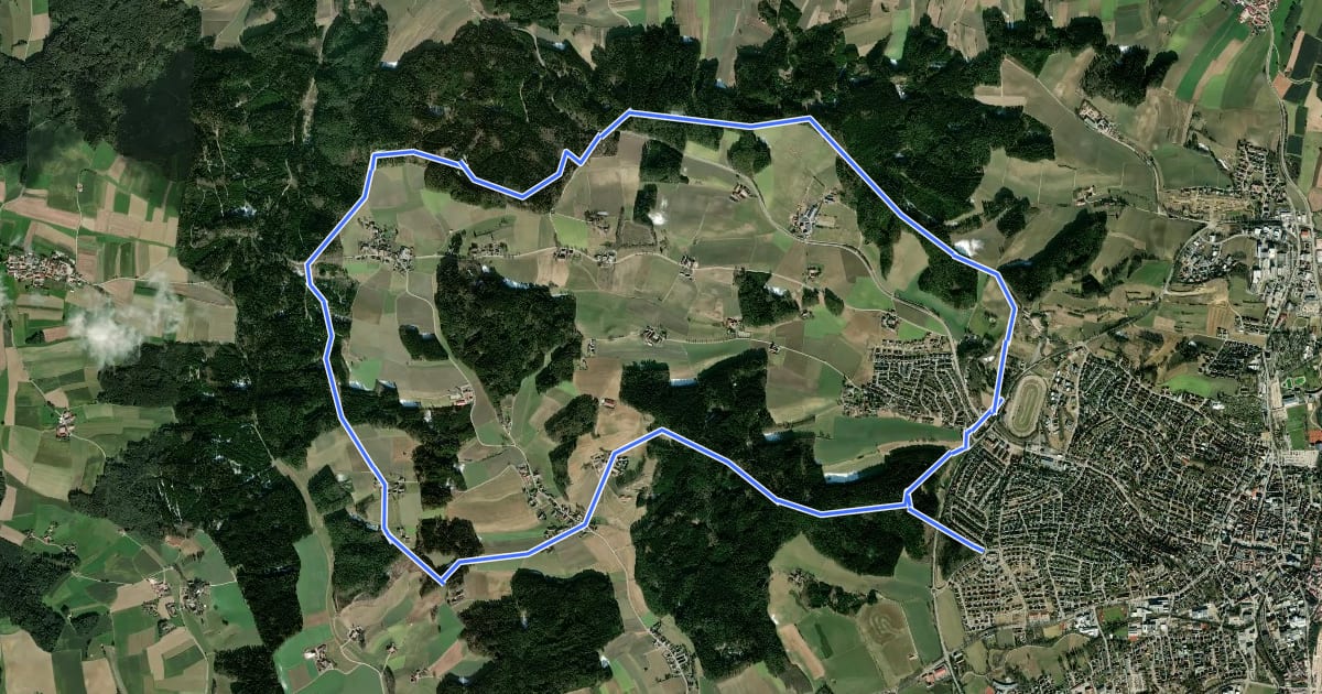 Маршрут Panoramaweg Pfaffenhofen West на спутниковом снимке