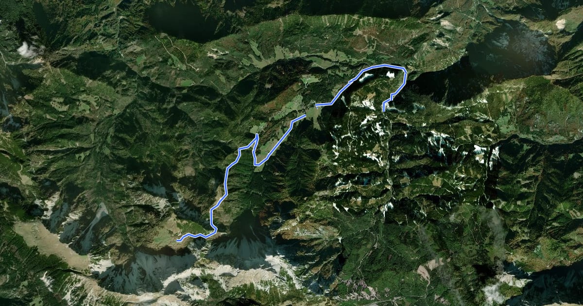 Маршрут Panoramaweg Südalpen 06 на спутниковом снимке