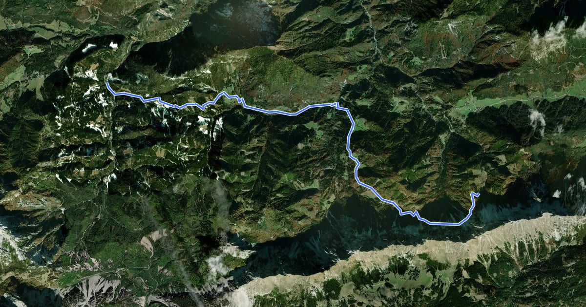 Маршрут Panoramaweg Südalpen 07 на спутниковом снимке