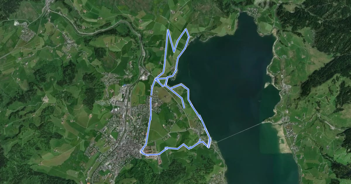Маршрут Panoramaweg Sihlsee на спутниковом снимке