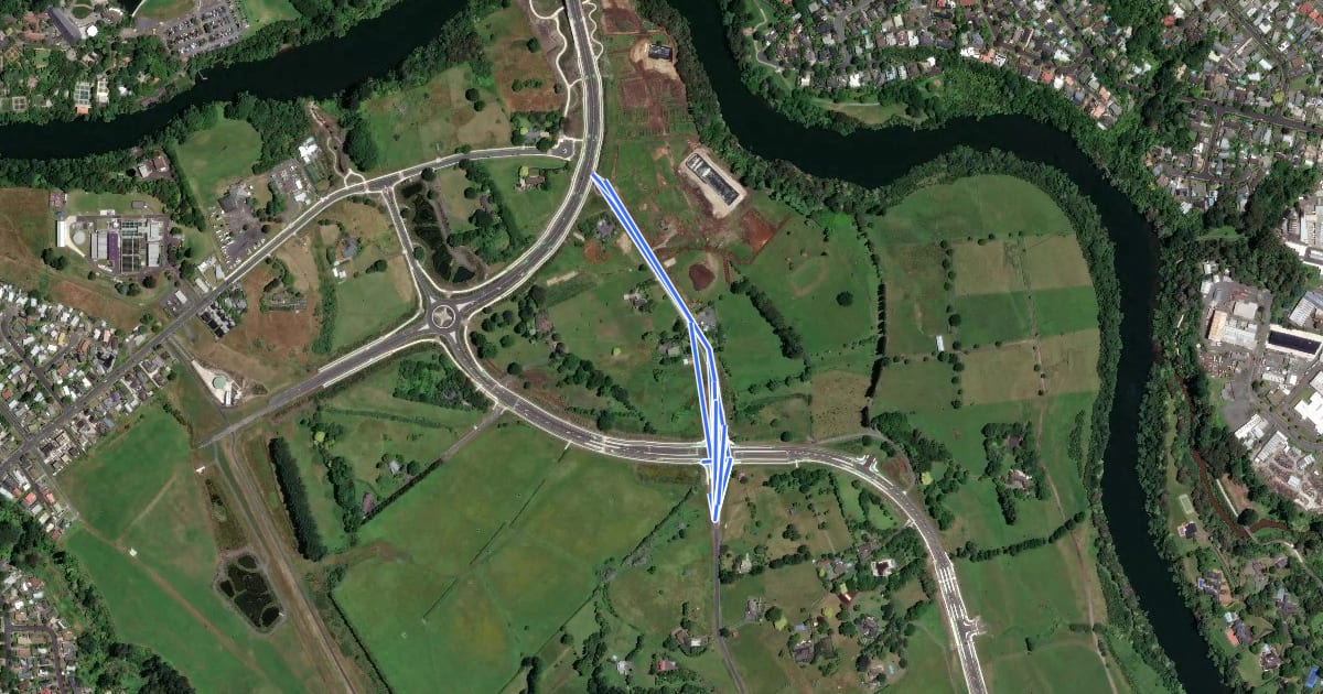 Маршрут Paoro Cycleway на спутниковом снимке
