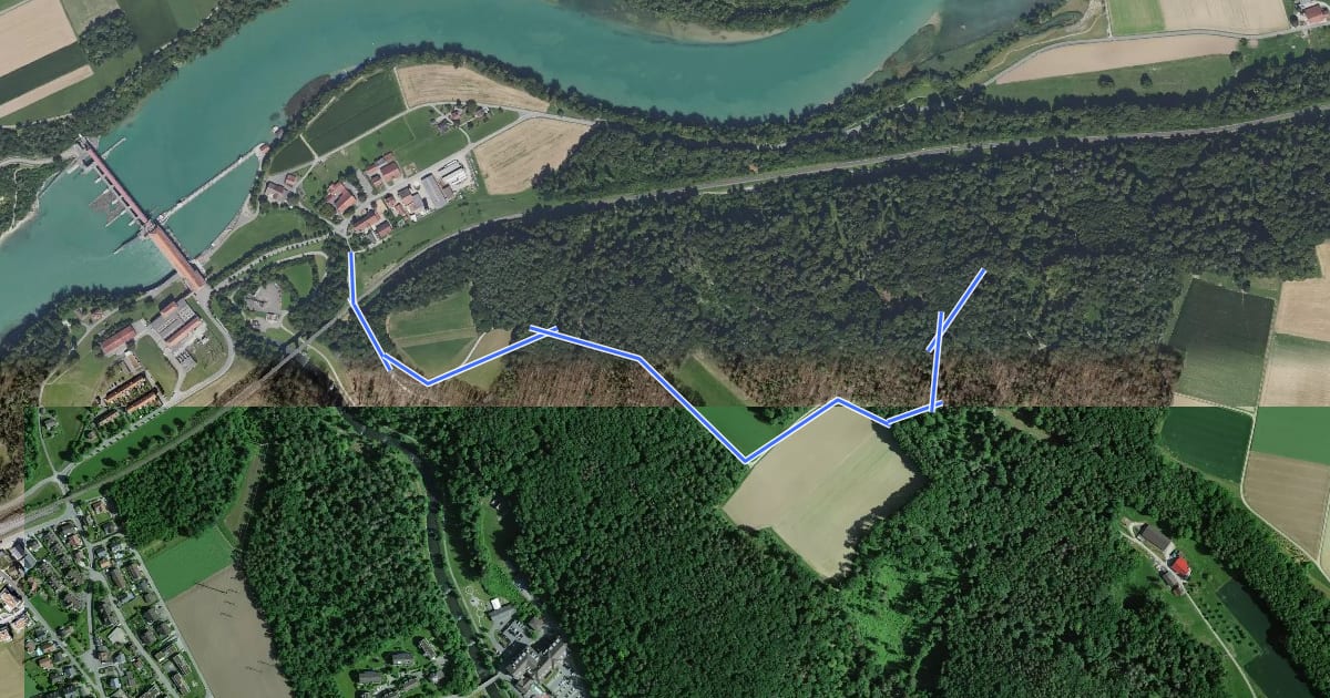 Маршрут Paradiesgärtli - Rheinsfelden на спутниковом снимке