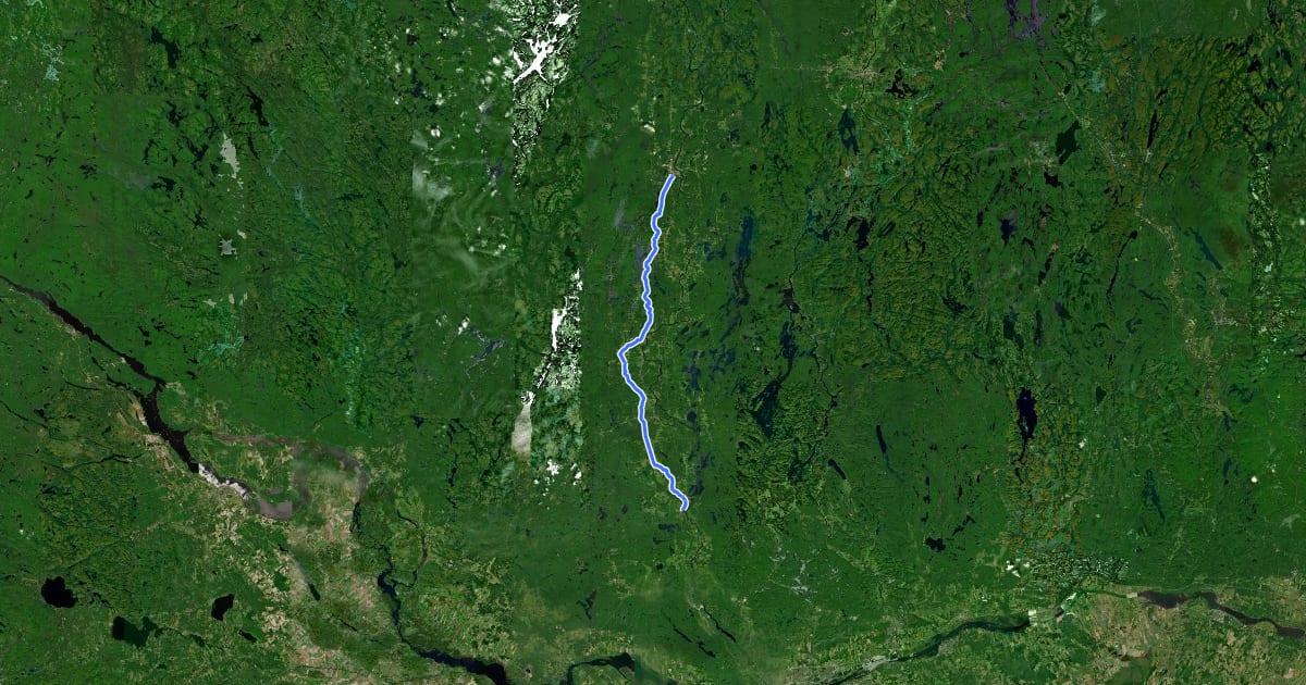 Маршрут Parc linéaire de la Vallée de la Gatineau на спутниковом снимке