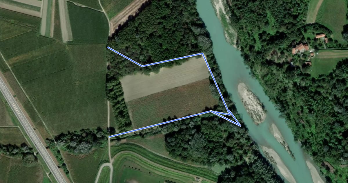 Маршрут Parco Della Roggia Rossa на спутниковом снимке