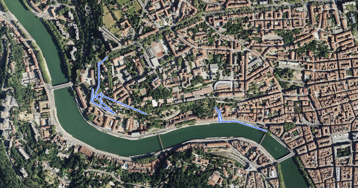 Маршрут Parcours Corniche de la Saône на спутниковом снимке