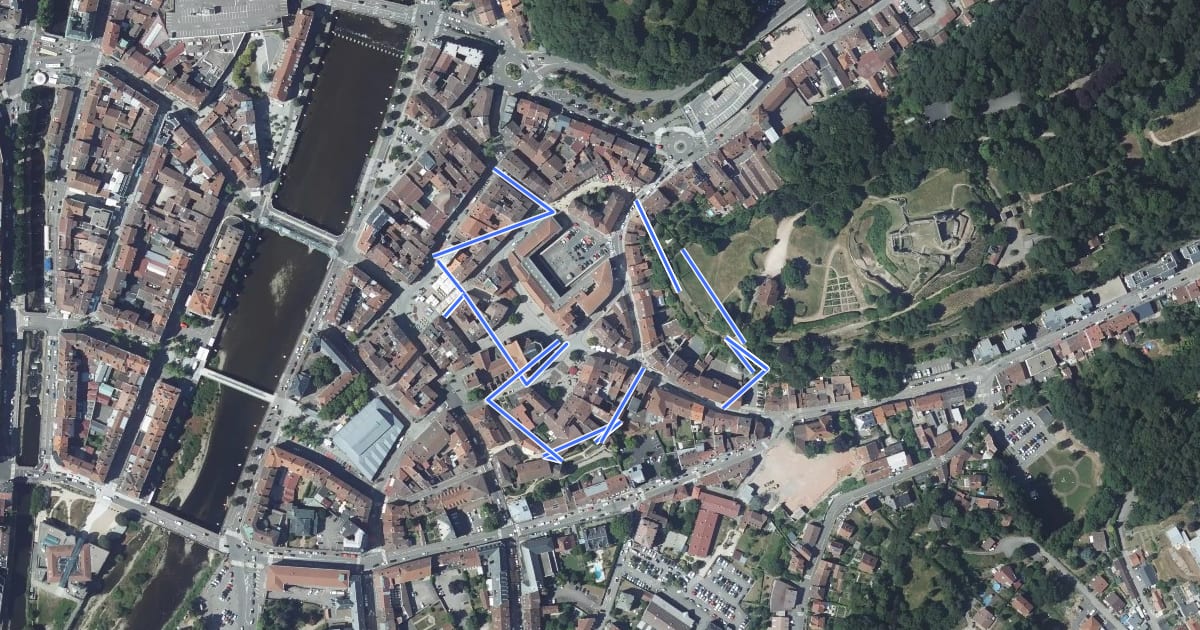 Маршрут Parcours du Patrimoine - Épinal, rive droite на спутниковом снимке