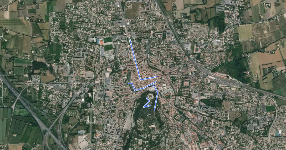 Маршрут Parcours romain на спутниковом снимке