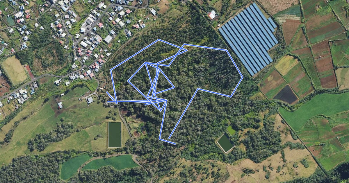 Маршрут Parcours Santé Ravine Blanche на спутниковом снимке