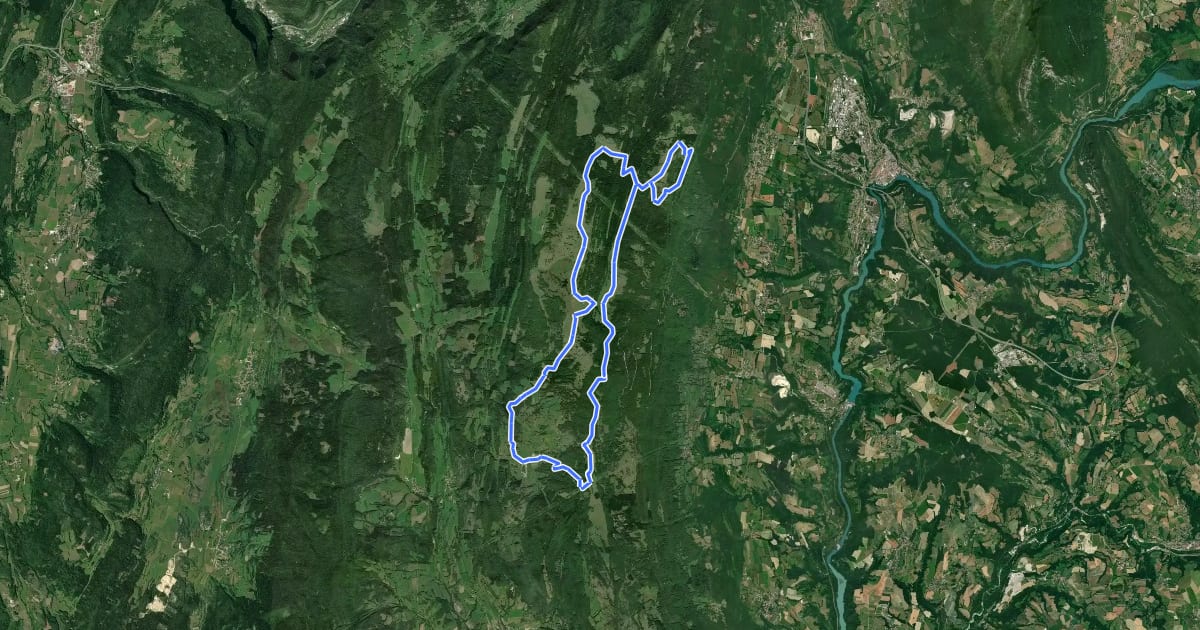 Маршрут Parcours VTT 14 rouge - Retord - les balcons du Mont Blanc - Espace FFC Ain Forestière на спутниковом снимке
