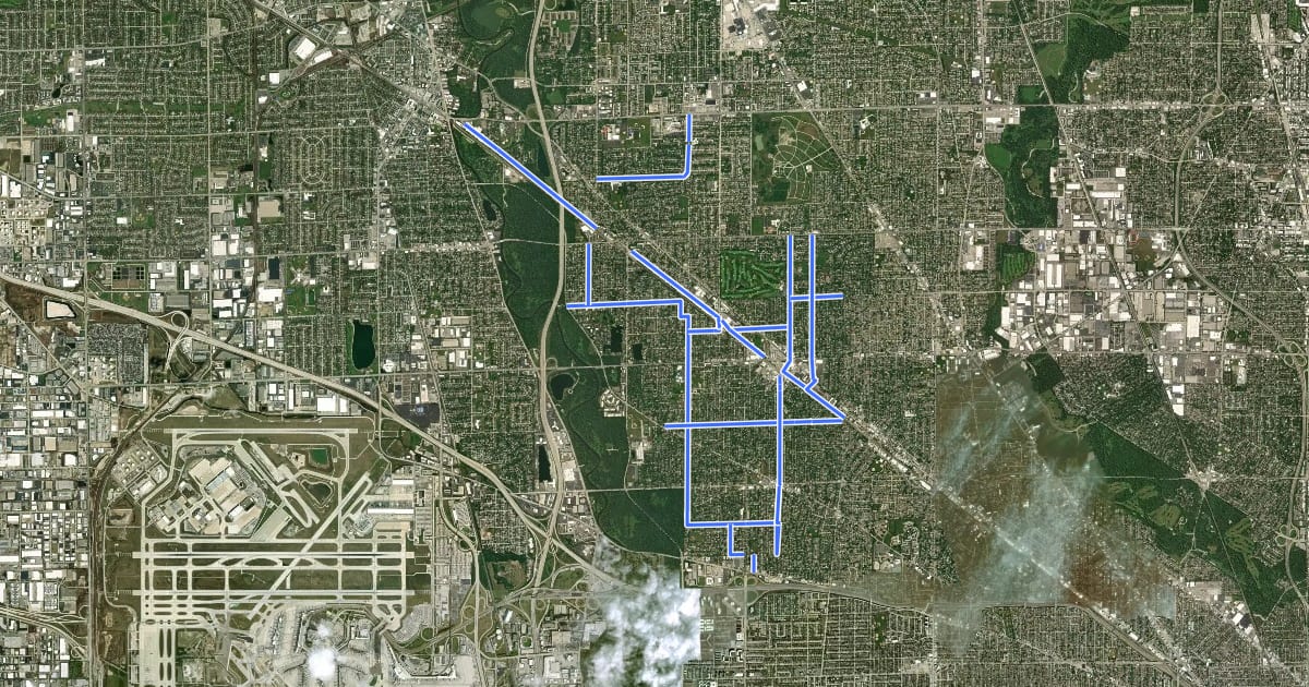 Маршрут Park Ridge Bikeways на спутниковом снимке