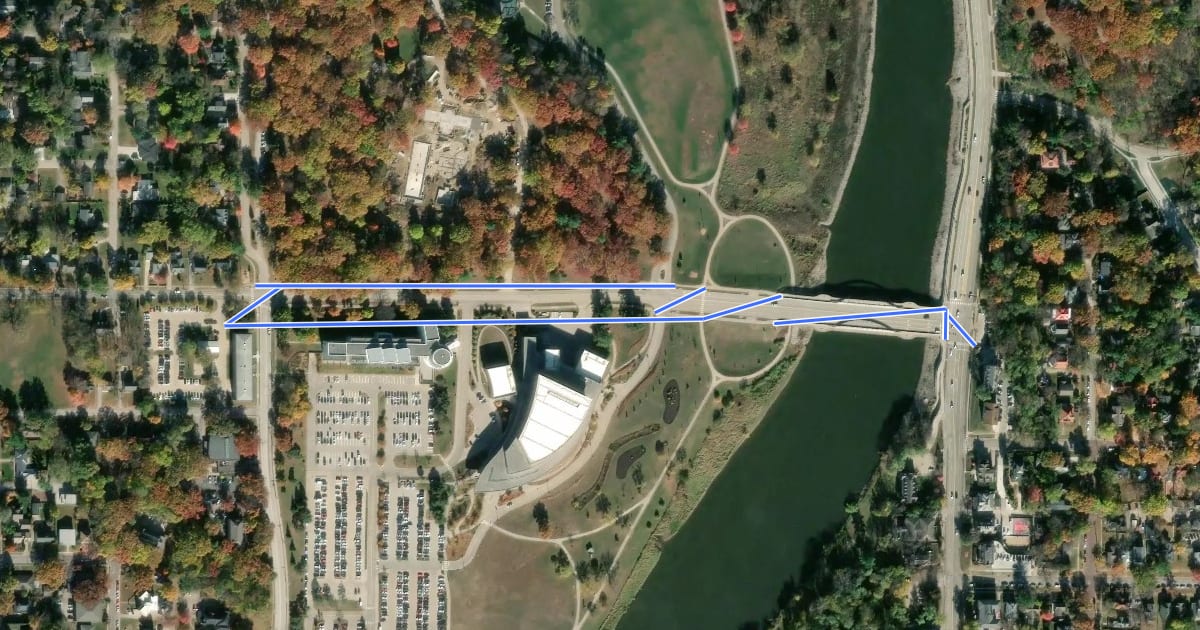 Маршрут Park Road Sidepath на спутниковом снимке