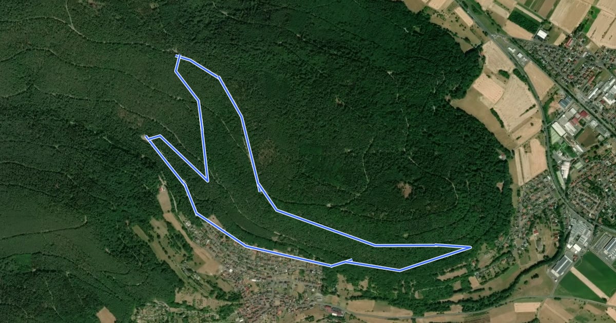 Маршрут Parkplatzrundwanderweg Rüdenau Lattberg 9 : Wichtelweg на спутниковом снимке