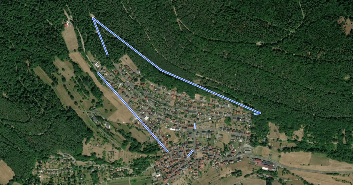 Маршрут Parkplatzrundwanderweg Rüdenau Lattweg 7 : Heideweg на спутниковом снимке