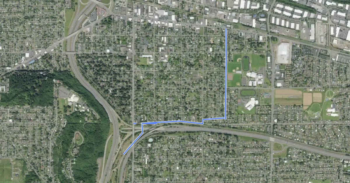 Маршрут Parkrose Greenway на спутниковом снимке