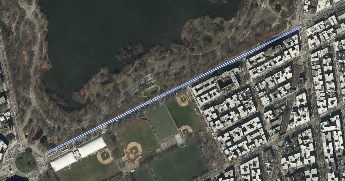 Маршрут Parkside Avenue на спутниковом снимке