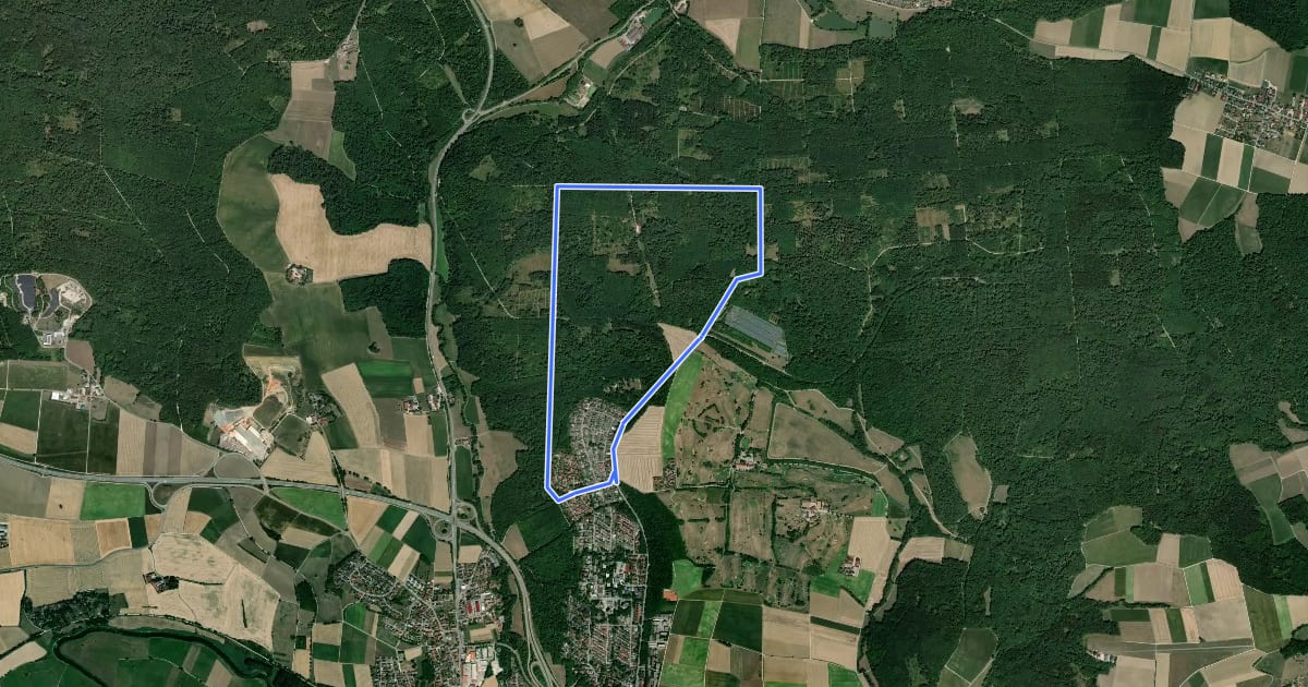 Маршрут Parkstadt durch den Donauwörther Stadtwald на спутниковом снимке