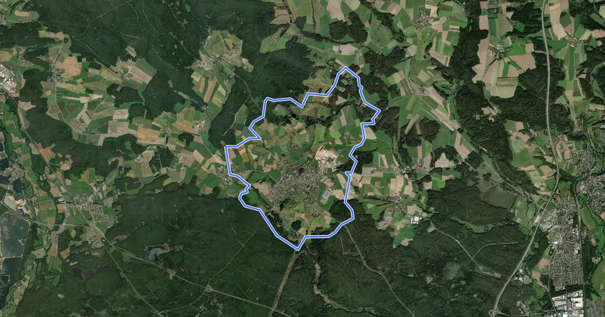Маршрут Parkstein Äußerer Ringweg на спутниковом снимке