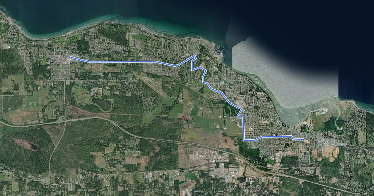 Маршрут Parksville-Qualicum Beach Links на спутниковом снимке
