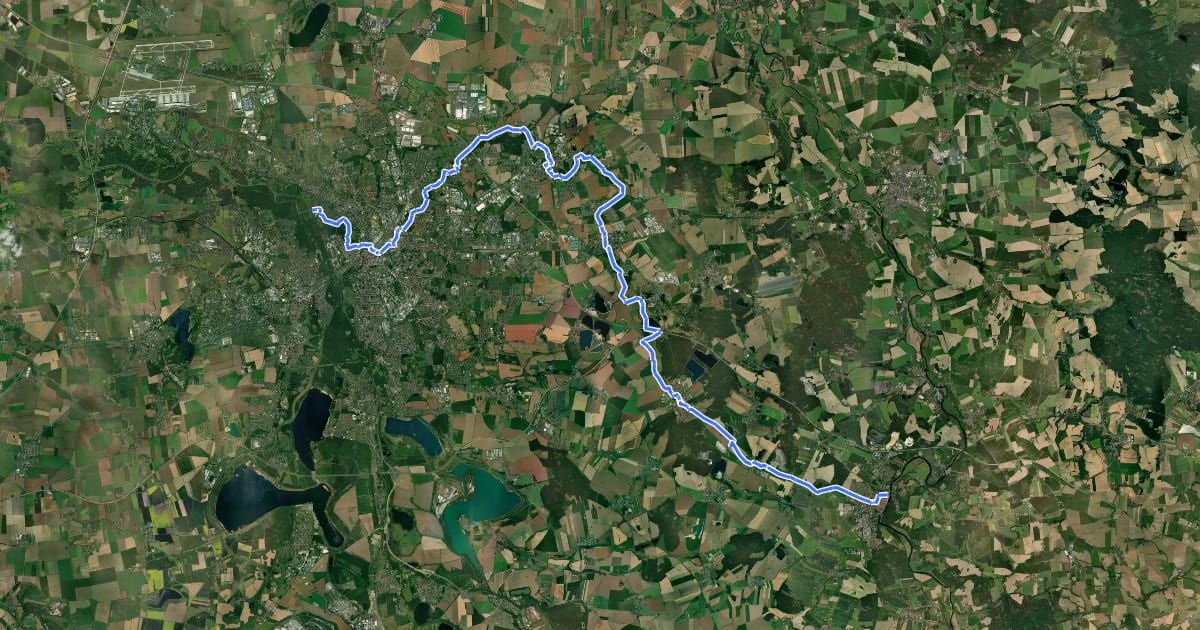 Маршрут Parthe–Mulde-Radroute на спутниковом снимке