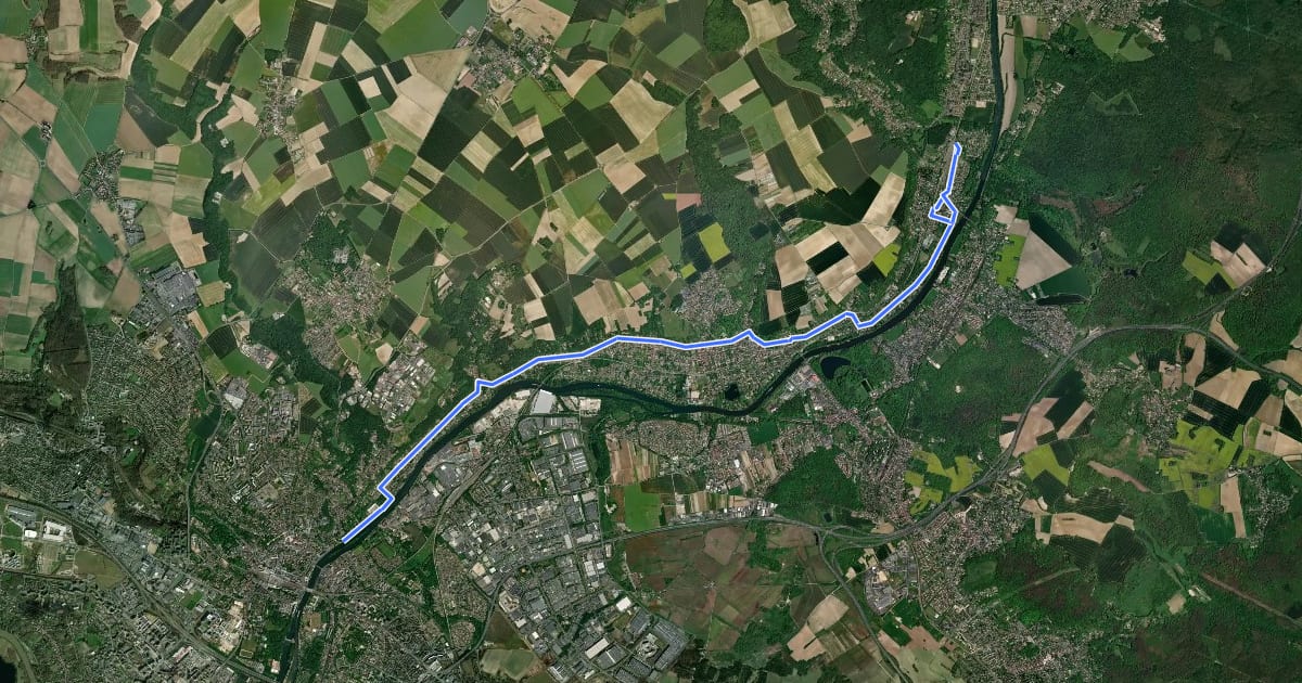 Маршрут Partie 3 - Boucle d’Auvers/Oise - Circuit n°1 : Auvers-sur-Oise / Pontoise: 33 kms на спутниковом снимке