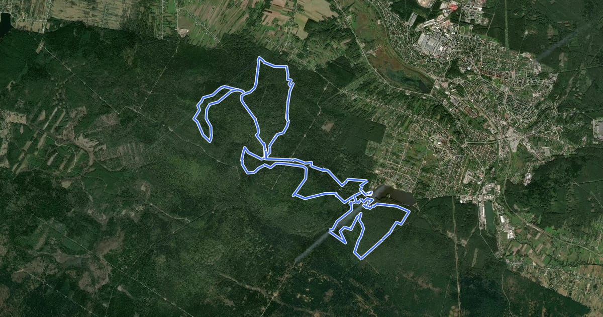 Маршрут Partyzanckie Ścieżki MTB 30km на спутниковом снимке