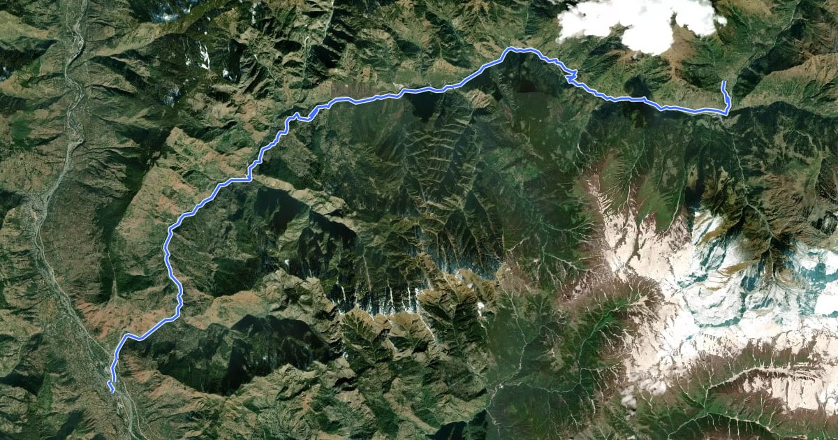 Маршрут Parvati Valley на спутниковом снимке