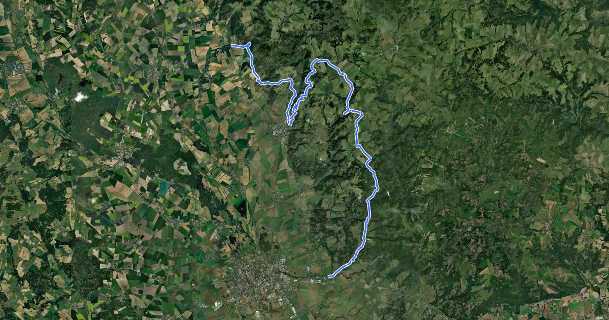 Маршрут Paseka - Velká Bystřice, napojení na GW Krakov-Vídeň на спутниковом снимке