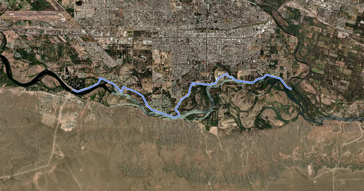 Маршрут Paseo Costero Limay на спутниковом снимке