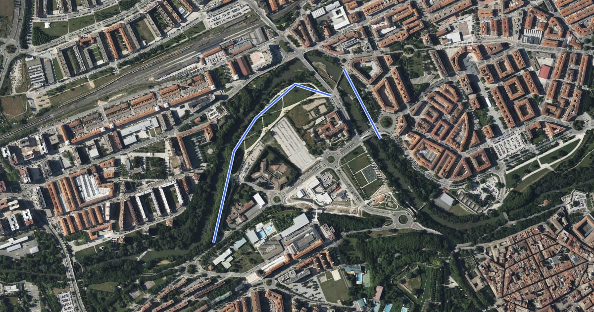Маршрут Paseo del Arga на спутниковом снимке