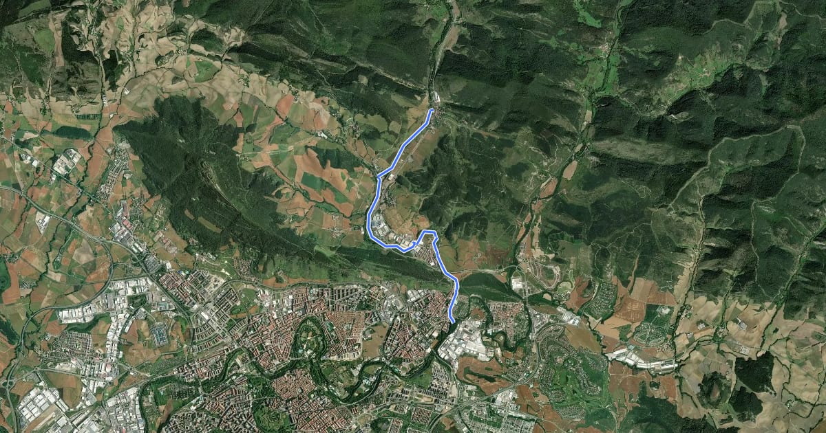 Маршрут Paseo del Arga (via Ulzama) на спутниковом снимке