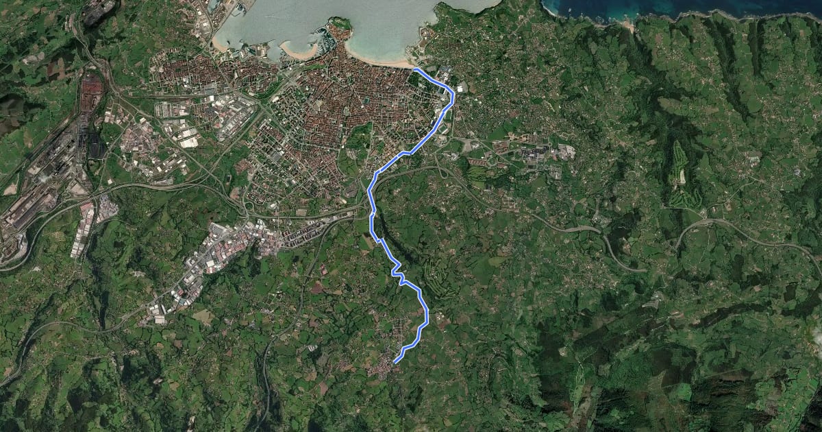Маршрут Paseo fluvial del Rio Piles на спутниковом снимке