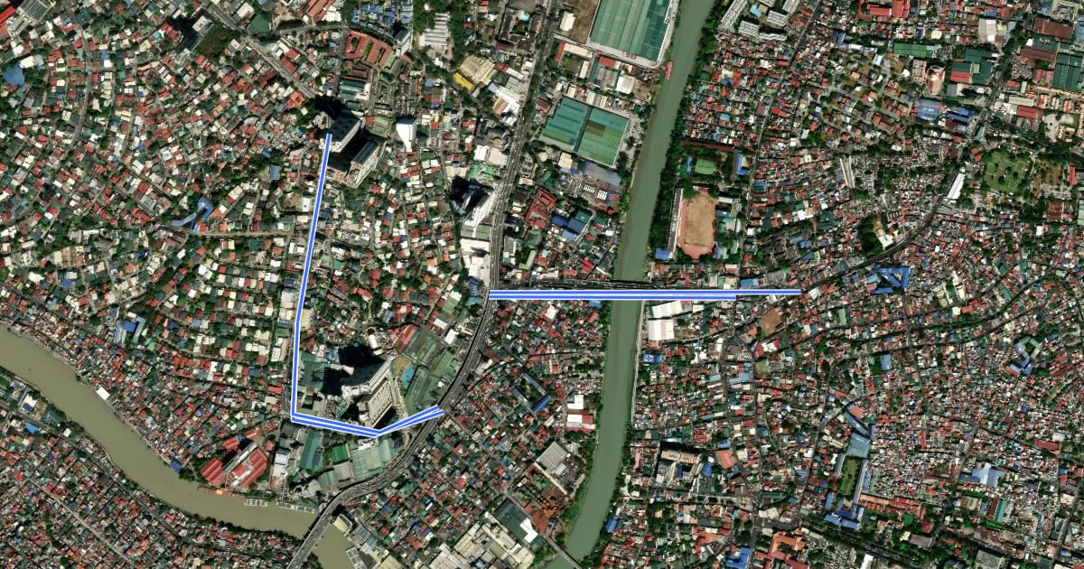 Маршрут Pasig Boulevard Bicycle Lane на спутниковом снимке