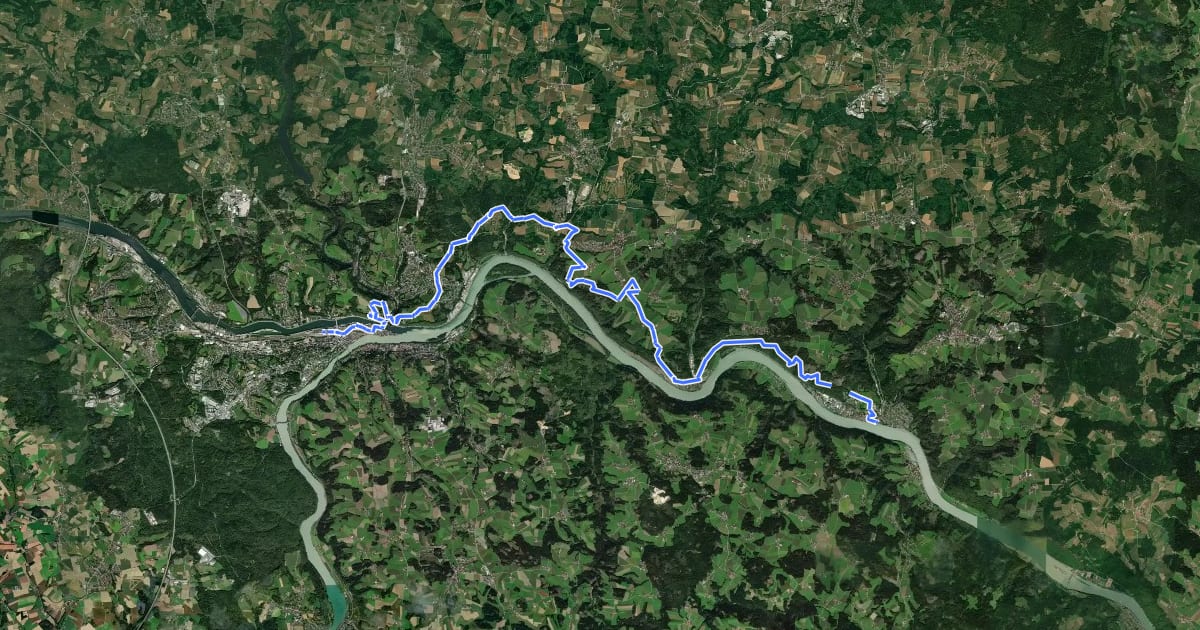 Маршрут Passau - Obernzell Donausteig Etappe на спутниковом снимке