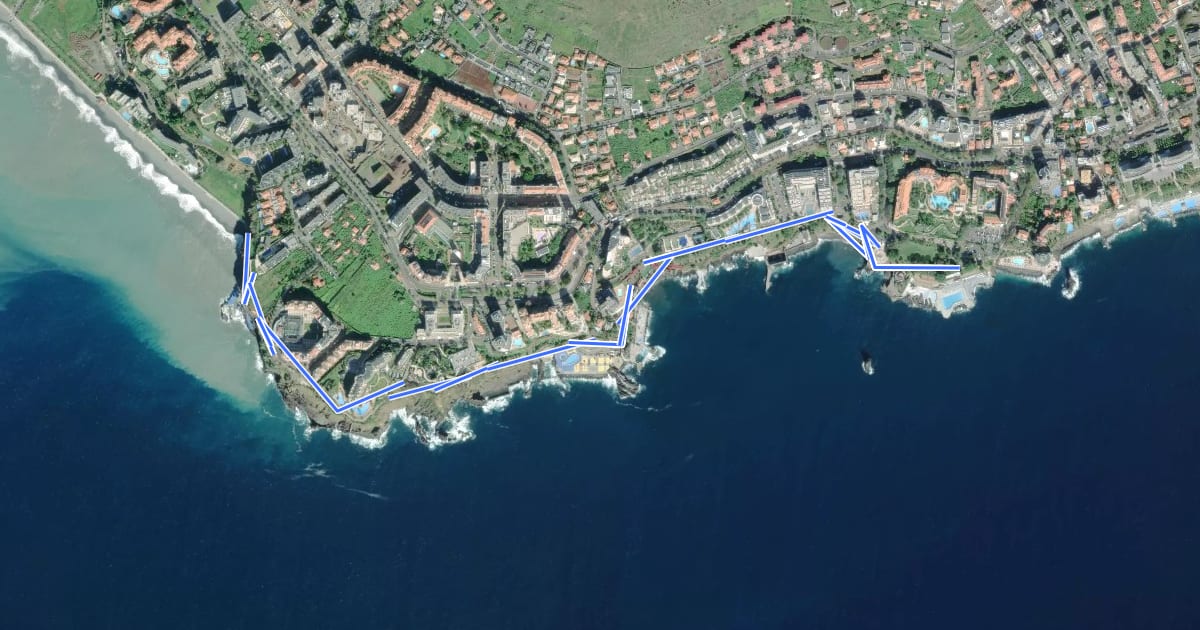 Маршрут Passeio Marítimo (Lido - Doca do Cavacas) на спутниковом снимке