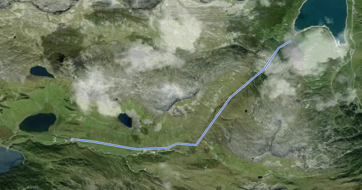 Маршрут Passo del Lucomagno - Capanna Cadagno на спутниковом снимке