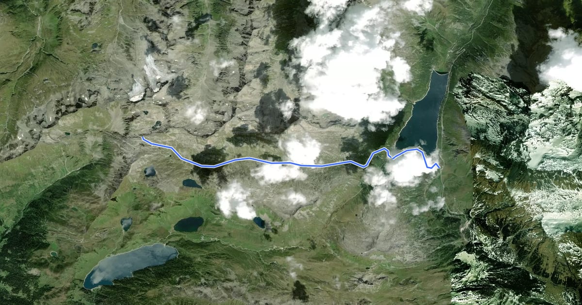 Маршрут Passo del Lucomagno - Capanna Cadlimo на спутниковом снимке