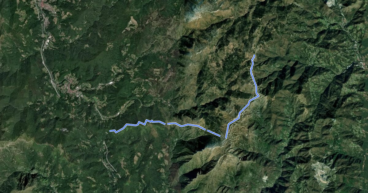 Маршрут Passo del Turchino - Colla di Praglia на спутниковом снимке