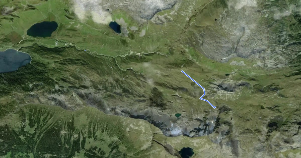 Маршрут Passo Sole-Capanna Cadagno на спутниковом снимке