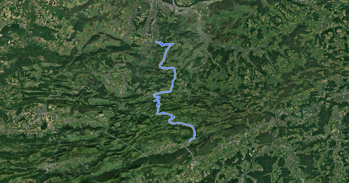 Маршрут Passwang–Oberaargau на спутниковом снимке