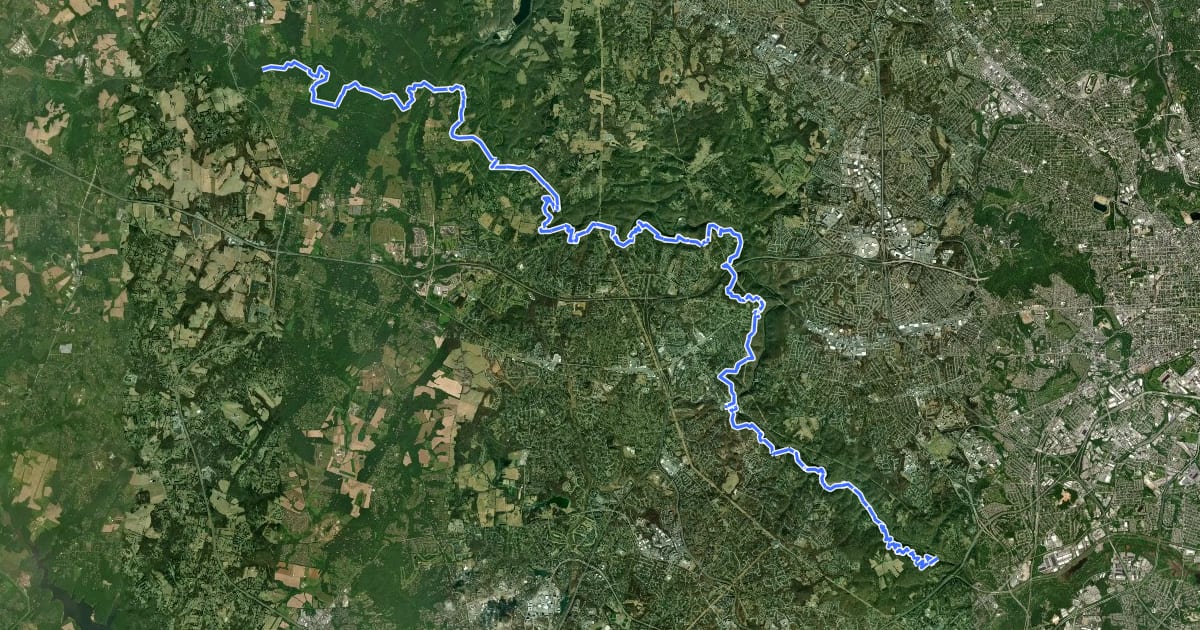 Маршрут Patapsco Alt HoCo Thru Trail на спутниковом снимке