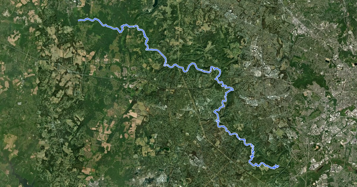 Маршрут Patapsco Howard County Thru Trail на спутниковом снимке
