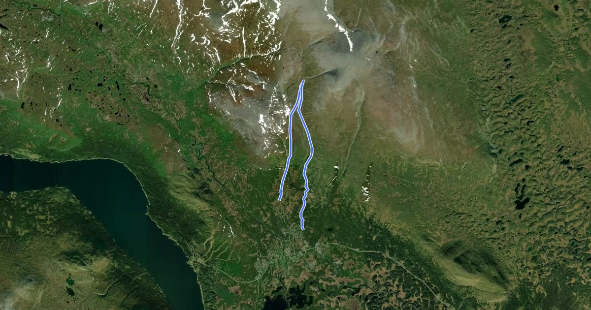 Маршрут Path to Klöverfjällstugan на спутниковом снимке
