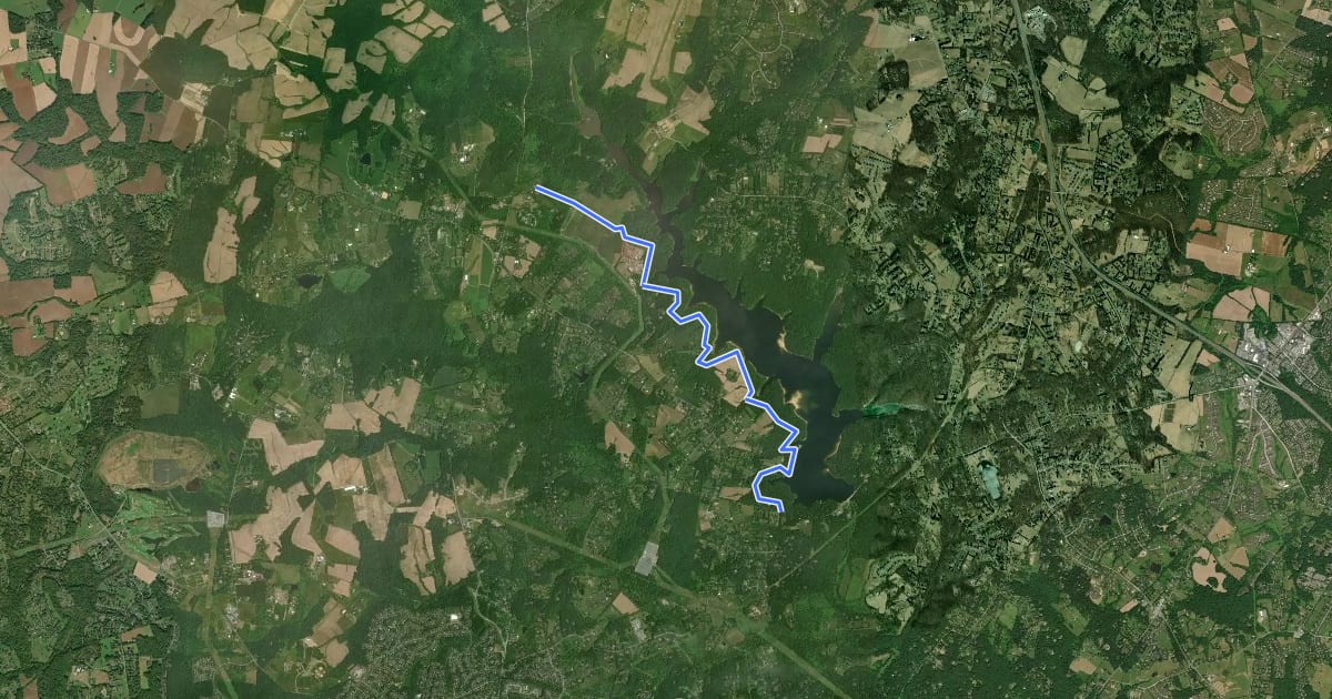 Маршрут Patuxent Watershed - Triadelphia Reservoir на спутниковом снимке