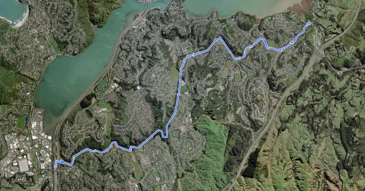 Маршрут Pauatahanui Harbour circuit - a) Porirua to Pauatahanui на спутниковом снимке