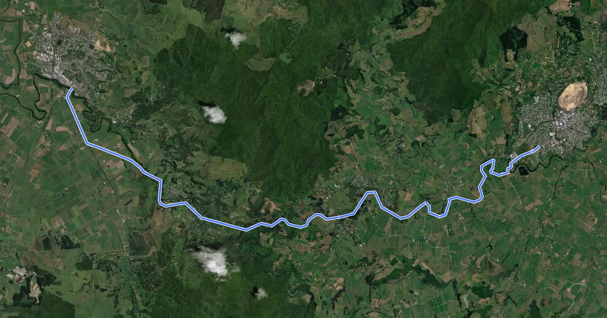 Маршрут PaWa Paeroa to Waihi Rail Trail (Hiking) на спутниковом снимке