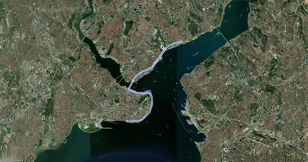 Маршрут [Paylaşımlı] [??] Beşiktaş-Karaköy-Sirkeci-Küçük Ayasofya Bisiklet Yolu на спутниковом снимке