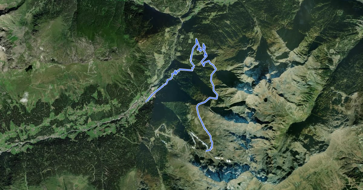 Маршрут Paznauner Höhenweg Etappe 1 на спутниковом снимке